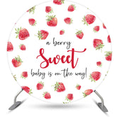 Aperturee - A Berry Sweet Fruit White Round Baby Shower Backdrop